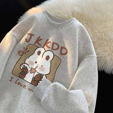 【台灣现貨】男女潮流印花上衣 ins青少年加絨加厚衛衣 休閒百搭衣服 加絨衣服 情侶衛衣 卡通衛衣 秋冬季上衣 圓領衛衣