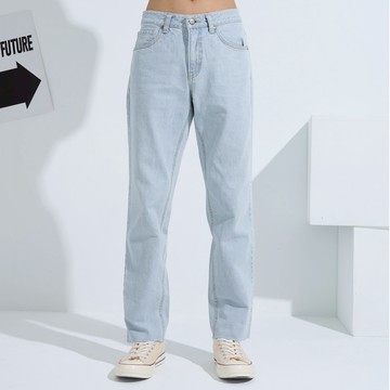 【ERSS】男裝 牛仔長褲 牛仔褲 中低腰 顯瘦 純棉 素色 純棉 直筒 淺藍【S10053】