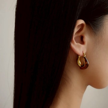 【ᴛᴏs】Heartstrings Earrings 復古流體透光耳環 三色 - 透光白