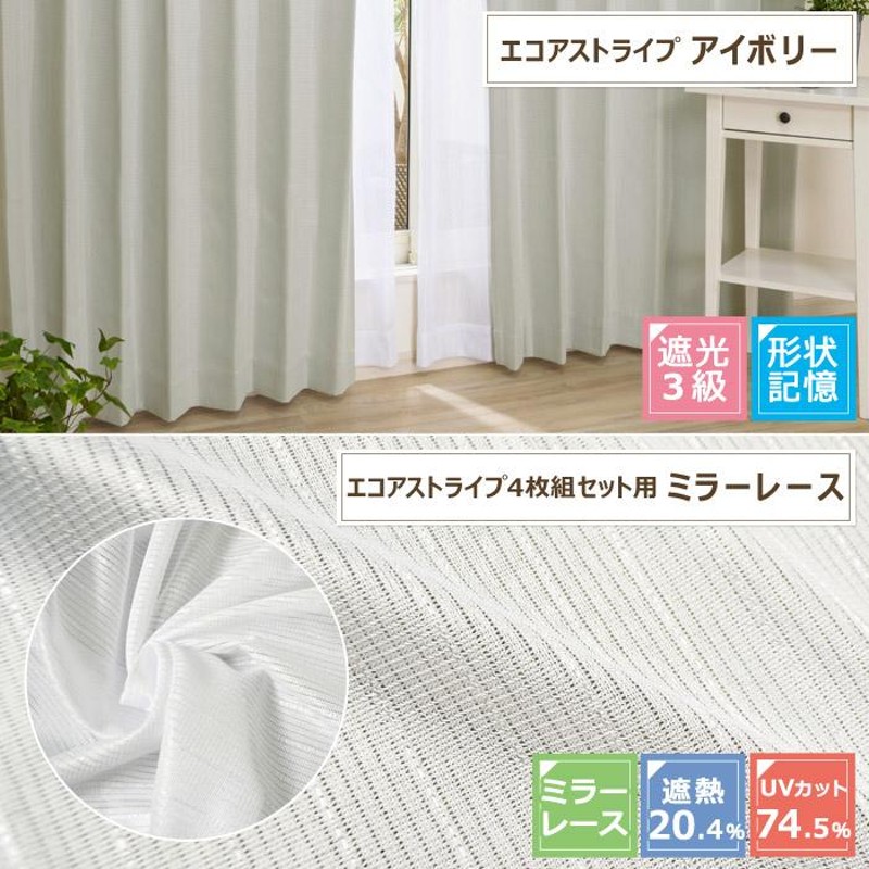 3枚窓用カーテン(＝幅270cm程度）　遮光2枚、レース2枚　合計4枚 3枚窓用カーテン(＝幅270cm程度） 遮光2枚、レース2枚 合計4