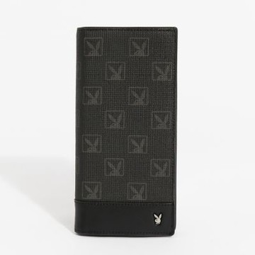 PLAYBOY - 翻蓋長夾  Shadow Grid系列 - 黑色