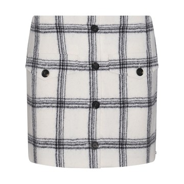 Sportmax - Milk And Black Virgin Wool Check Ocroma Mini Skirt