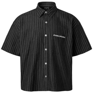 PUSH PUSH VEEV SHIRT 細條紋 短袖襯衫 (黑色)