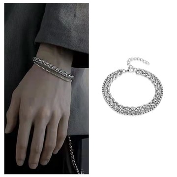 梨花HaNA 中性硬漢男子系列．凱撒古巴龍骨手鍊仿舊20CM