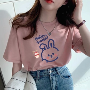 免運  TW純棉服飾 100%純棉夏季新款小眾 短袖圓領T恤韓版寬鬆半袖百搭上衣女ins潮