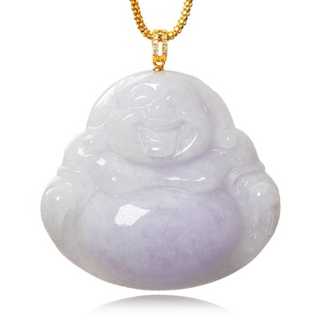 【正佳珠寶】翡翠 頂級冰種紫羅蘭 彌勒大肚佛 22.3g 天然A貨翡翠