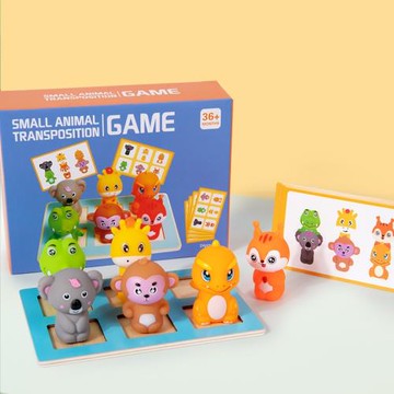 幼兒小動物交換桌游配對2到6歲男女孩益智早教大顆粒親子互動玩具
