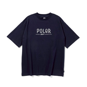 日本限定 POLER FURRY FONT RELAX FIT TEE 毛絨字體經典LOGO字樣寬版短袖 / 海軍藍
