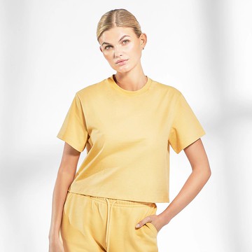 Crop Tee by Biderman 有機棉女用短身圓領T - 米黃