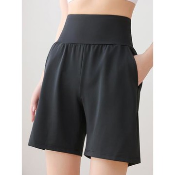 帶口袋運動短褲女專業健身寬松晨跑步速干中褲高腰瑜伽四分褲夏季