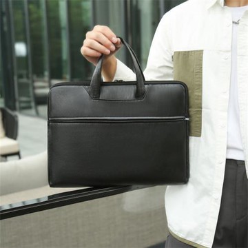 新款手提電腦包PU革簡約時尚男手提包文件包商務通勤包批發印logo