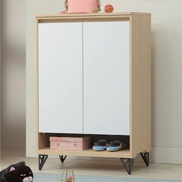 文創集 提斯2.7尺二門鐵腳鞋櫃(二色可選)-82x40x121cm免組