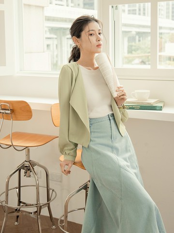 親膚雪紡翻領拋袖外套