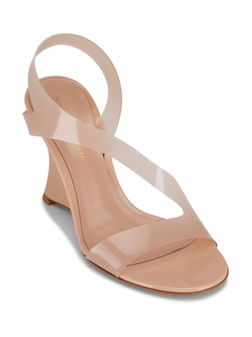 Gianvito Rossi - open-toe leather sandals - women - Leather/Leather/PVC - 6.5 - Neutrals