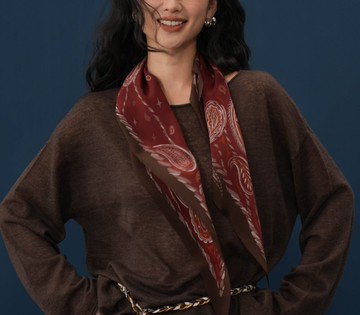 【佩斯利】法式復古/桑蠶絲/腰果花菱形巾