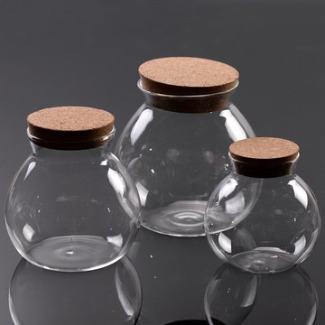 微景觀飾品 O型微景觀玻璃瓶帶軟木塞 硼化矽高透明度苔蘚生態瓶 玻璃瓶 微景觀生態玻璃瓶 多肉植物玻璃花盆