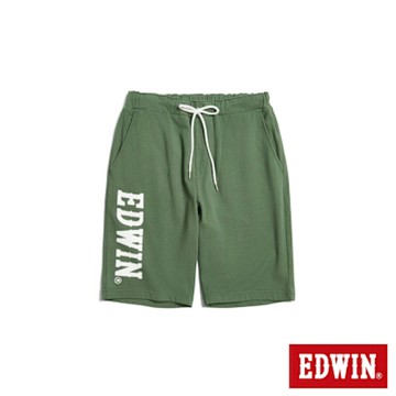 EDWIN 男裝 純棉運動休閒短褲-橄欖綠