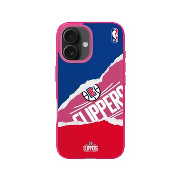 iPhone 16 Clear 粉漾桃 - NBA - 熱血系列-洛杉磯快艇 L.A Clippers - Sweat and Tears