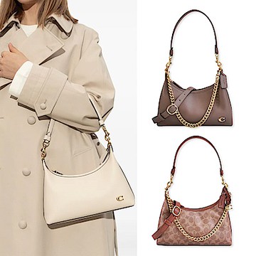 COACH  專櫃款JULIET 25 細緻皮革/ 塗層帆布手提肩背包(多色選)