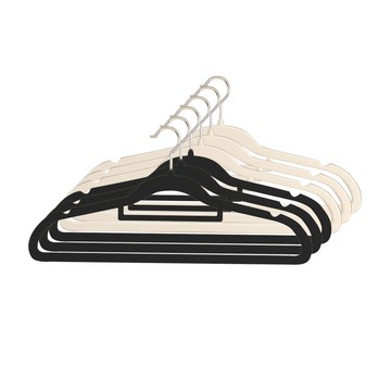 【Mr.box】100入ABS/植絨無痕防滑衣架任選均一價(兒童衣架 曬衣架 衣架 衣櫃架 吊衣架 掛衣架 內衣架) 100入植絨衣架-黑色