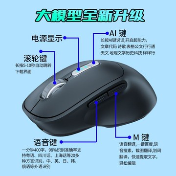 台灣公司貨 免運 訊飛AI智能鼠標語音打字無線藍牙鼠標充電電腦辦公外語翻譯可充電