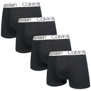 Calvin Klein Microfiber 男內褲 柔滑輕盈合身四角褲/CK內褲-黑色 四入組