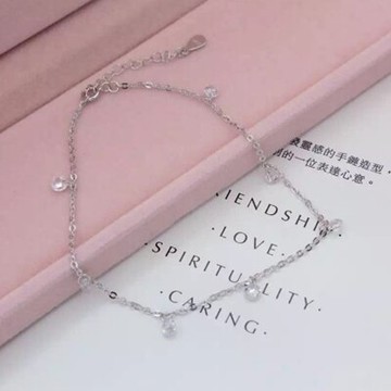 925純銀腳鍊銀飾-閃耀迷人鑽石造型生日情人節禮物女飾品73do24【獨家進口】【米蘭精品】