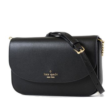 KATE SPADE Kristi 挺版荔枝紋翻蓋斜背小包-黑色