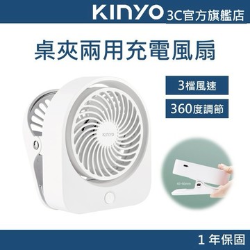 【KINYO官方直營】桌夾兩用 大夾口迷你USB充電風扇/手持風扇(UF)