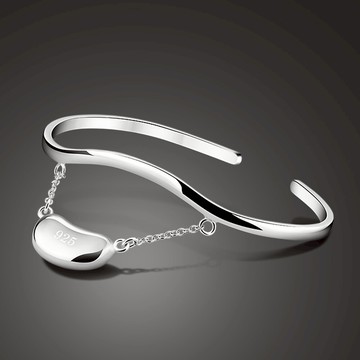 T經典款簡約S925純銀手鐲女日韓系豌豆手環小眾百搭高級感銀鐲子