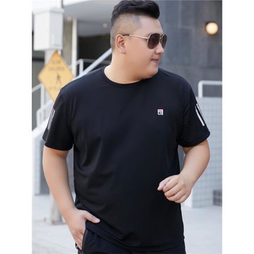 夏季薄款冰絲網眼大碼短袖t恤男寬松潮胖子運動衣服速干戶外健身