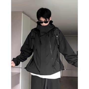 春秋季美式雙拉鏈沖鋒衣男款潮牌機能風戶外三合一連帽夾克外套潮