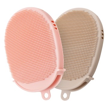 LITTLE CLOUD 嬰兒矽膠沐浴手套 兩件組  Pink + Sand Beige  1組