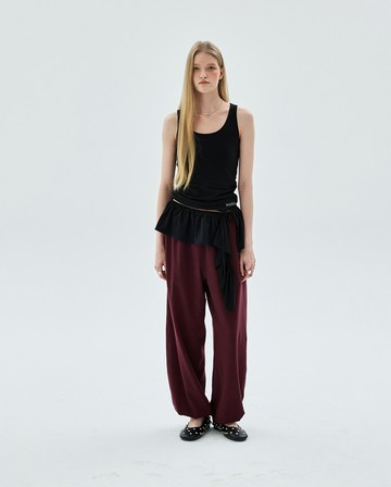 MARDI MERCREDI 無袖上衣 荷葉邊綁帶下擺 黑色 SLEEVELESS RUFFLE HEM