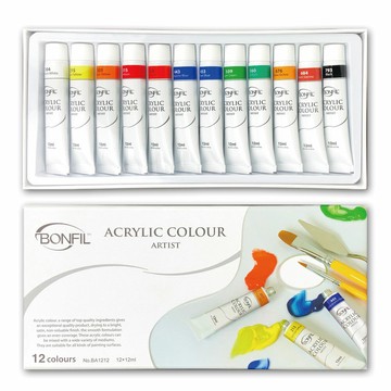 【BONFIL】西班牙 壓克力 顏料 12ml  12色 / 組 BA1212｜領券最高折$220