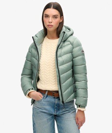 Superdry Women's Women's Hooded Fuji Padded Jacket Green / Light Jade Green - Size: 10 Size: 6