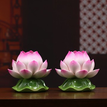 陶瓷LED蓮花燈佛供燈家用供奉長明燈插電一對佛燈佛具用品擺件