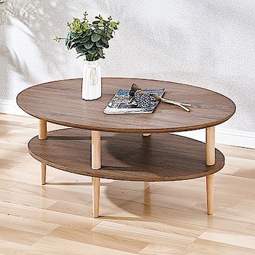 Boden-英格3.7尺橢圓形雙層大茶几-雙色-110x60x45cm