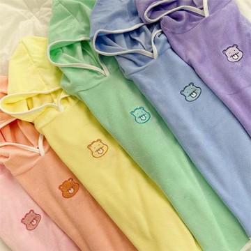 韓國兒童浴袍a類春夏全棉毛巾料連帽睡袍男女童斗篷沙灘游泳浴巾