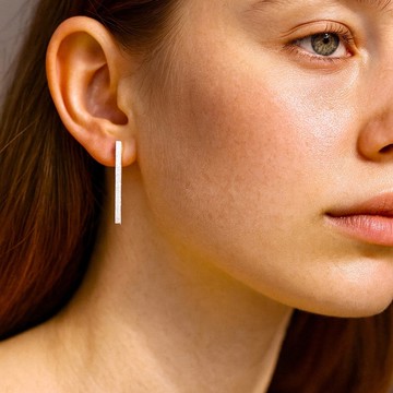 925 純銀極簡風長條耳環 30mm 厚 2mm 銀色與 14K 鍍金 簡約精緻設計