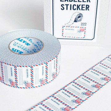 【新品】標籤貼紙卷 航空信 信封 復古 懷舊