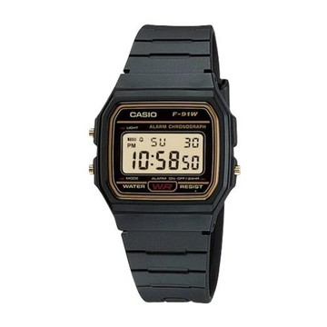 【CASIO 卡西歐】復古經典 電子錶 橡膠錶帶 生活防水 LED照明 F-91W (F-91WG-9)