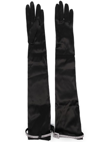Benedetta Bruzziches - rhinestone-embellishment organic-silk gloves - women - Rhinestone/Organic Silk - One Size - Black