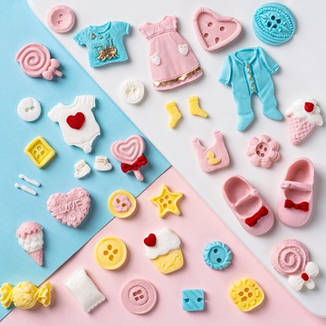 迷你BABY嬰兒系列寶寶衣服嬰兒車小腳丫手硅膠翻糖巧克力蛋糕模具