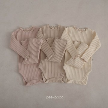 Peekaboo Riley配色捲領寬紋寶寶套裝【現貨+預購】嬰兒包屁衣 寶寶長褲 連身衣 寶寶衣服 嬰兒衣服 韓國童裝