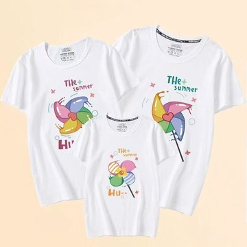 7579 人多次回購🎡親子裝t恤一家三四口夏裝母子母女男童短袖純棉衣服活動裝HMVJ