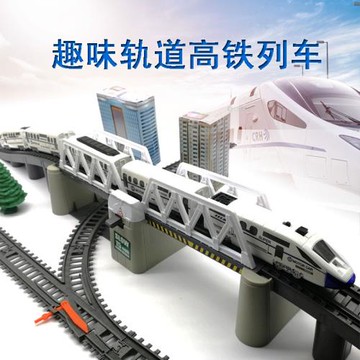 仿真高鐵動車軌道車列車兒童拼裝電動小火車和諧號子彈頭模型玩具