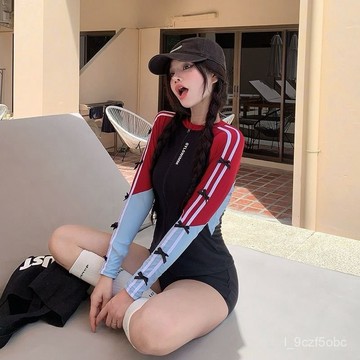 【顯瘦防曬】新款泳衣女 防曬五件套 保守分體長袖長褲 顯瘦 衝浪浮潛泡溫泉泳裝 水母衣 泳衣 女 泳裝 2件式 連身泳衣