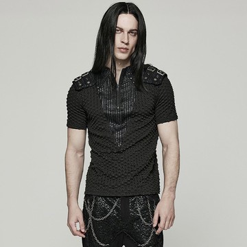 龐克維京人立領做舊上衣 / 可拆肩飾