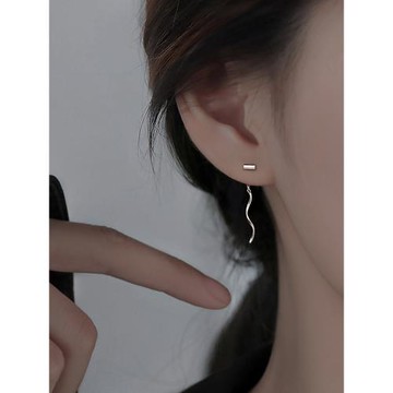 【巷南】999純銀一字耳線耳環2025年新款潮耳釘高級感女氣質耳飾